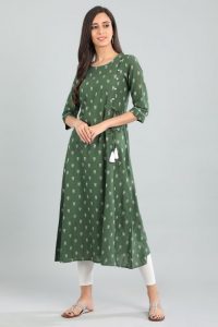 green-round-neck-yarn-dyed-kurta