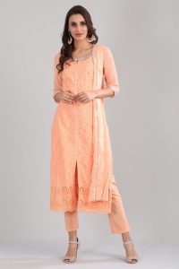 orange-round-neck-embellished-kurta-set