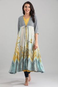 Blue A-line Kurta-1