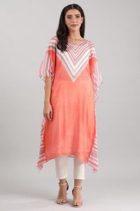 Orange Round Neck Kaftan Kurta-3